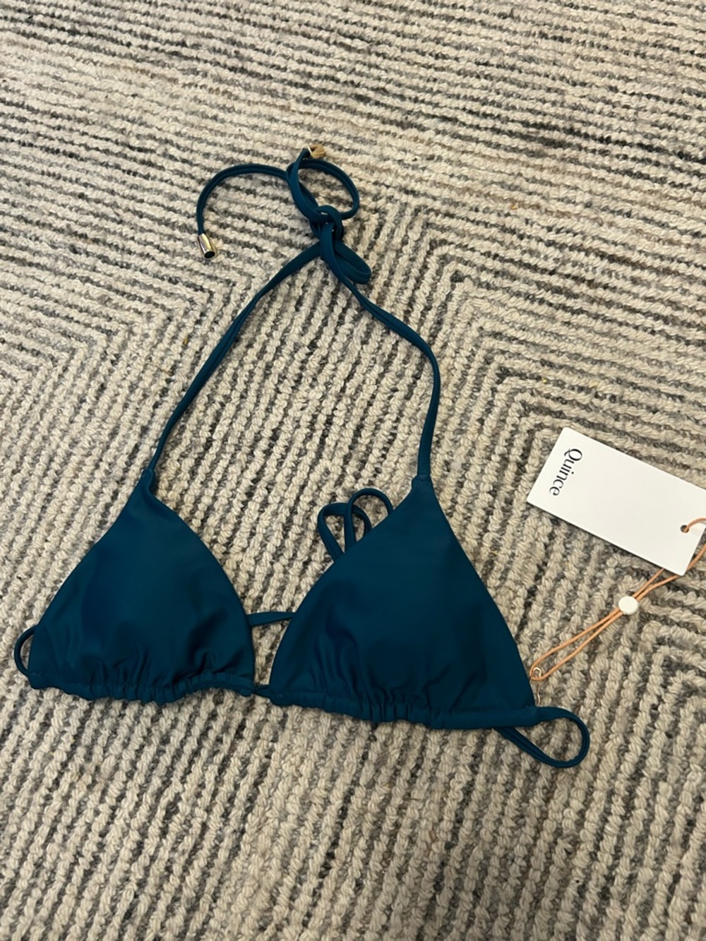 Quince Teal Triangle Bikini Top XS